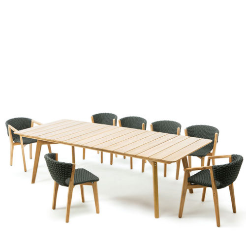 Ethimo's Knit range XL dining table and dining chairs.