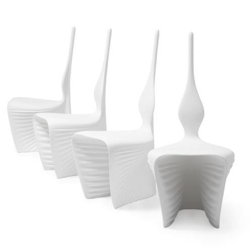 White biophilia dining chairs by Vondom.