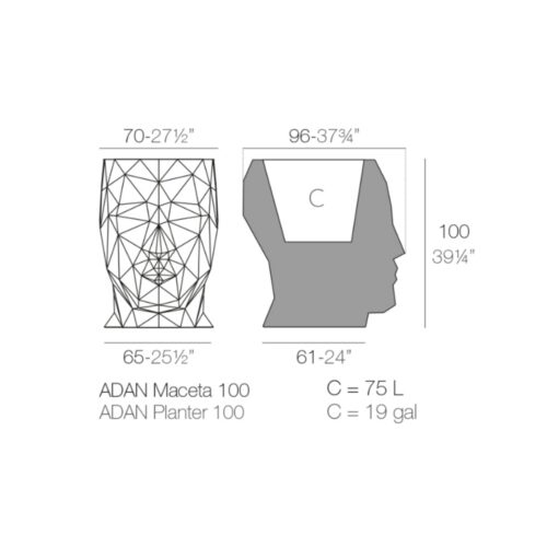 ADAN LARGE PLANTER <br/> By Vondom <br/> <br/>  IN STOCK - Image 4