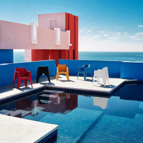 Voxel armchairs in various colours in use.