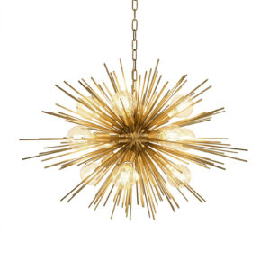 Chandelier Boivin by Eichholtz starburst design in matt brass finished rods