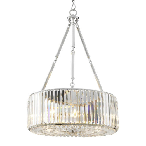 Chandelier Infinity by Eichholtz with decorative crystal glass rods in a nickel finish