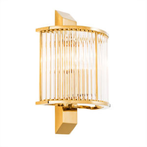Wall Lamp Oakley by Eichholtz in gold or nickel finish with clear glass rods