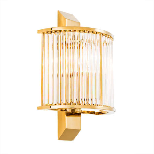 Wall Lamp Oakley by Eichholtz in gold or nickel finish with clear glass rods