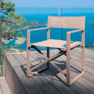 The chic director chair in use.
