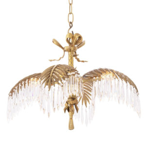 Palm leaf Chandelier Hildebrandt by Eichholtz with droplets of crystal glass