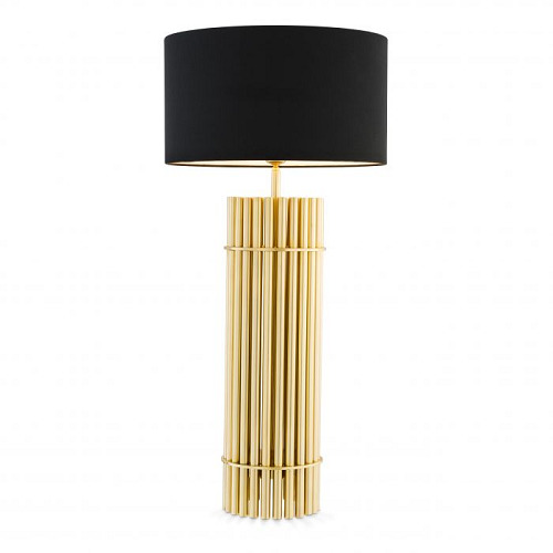 Table Lamp Reef by Eichholtz in polished brass finish with black shade