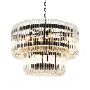Chandelier Sutton-House by Eichholtz features two rounded tiers with sparkling glass rods