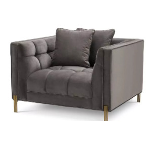 Designer Occasional Chair Sienna by Eichholtz in savona grey velvet or savona greige velvet finish with black finished legs