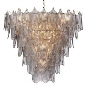 Tapered pendant with a light brushed brass finish smoke glass decorations Chandelier Verbier by Eichholtz