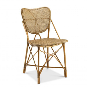 Dining Chair Colony with a rattan honey finish and stem patterned frame