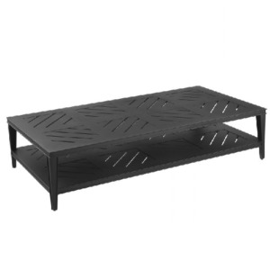 Powder coated aluminium rectangular Outdoor Coffee Table Bell Rive by Eichholtz with openwork table-top and lower shelf