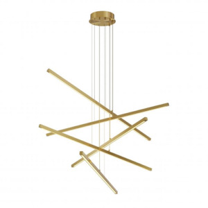 Chandelier Kimpton by Eichholtz adjustable antique brass finish with 5 rectangular bars integrated LED lights