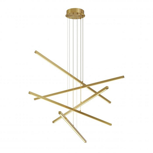 Chandelier Kimpton by Eichholtz adjustable antique brass finish with 5 rectangular bars integrated LED lights