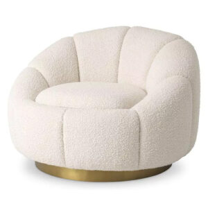 Designer Occasional Chair Inger by Eichholtz with a brushed brass finish swivel base