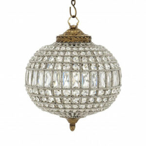 Chandelier Kasbah - Oval by Eichholtz is a globe-like Empire style lighting fixture adorned with clear glass crystals