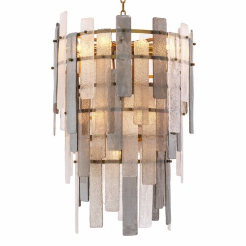 Tapered frame with antique brass finish with hand blown glass strips Chandelier Greyson by Eichholtz