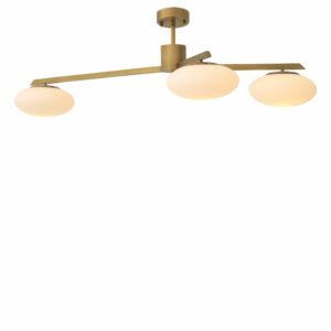 Antique brass finish 3 light elliptical lampshades Chandelier Evergreen by Eichholtz