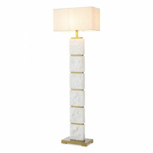 Floor Lamp Newton by Eichholtz antique brass finish with white marble including shade