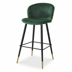 Designer Bar Stool Volante by Eichholtz available in various colours and fabric finishes. Legs are finished in black and gold