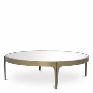 Designer round Coffee Table Artemisa L by Eichholtz in brushed brass and bronze finish with bevelled mirror glass or bronze and brushed brass finish with black bevelled glass