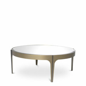 Designer round Coffee Table Artemisa S by Eichholtz in brushed brass and bronze finish with bevelled mirror glass or bronze and brushed brass finish with black bevelled glass