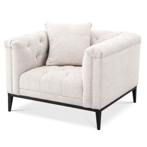 Designer Occasional Chair Cesare by Eichholtz in lyssa off-white or pebble grey upholstery with gunmetal finish base