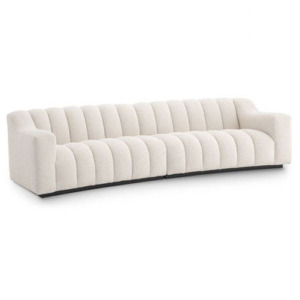Designer luxurious Sofa Kelly L by Eichholtz in boucle cream or black with a black base. Features deep channel stitching
