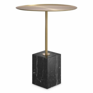 Designer Side Table Cole by Eichholtz in brushed brass finish with grey granite base, brushed brass finish with white marble base or brushed brass finish with grey granite base