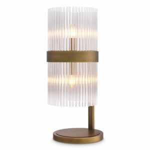 Table Lamp Carnero by Eichholtz in antique brass finish with clear glass rods