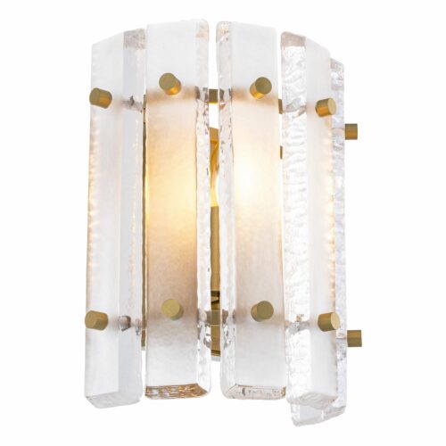 Semi-circular Wall Lamp Blason Single by Eichholtz in antique brass finish with frosted glass plates