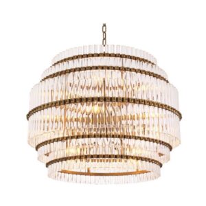 Designer 5 tier Chandelier Scottsdale by Eichholtz Antique brass finish with clear glass tubes.