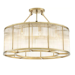 Designer Bernardi Ceiling Lamp by Eichholtz. A tier of glass rods in a drum-shaped lampshade