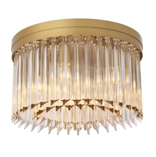 Ceiling Lamp Evina by Eichholtz a flush mount ceiling lamp with two rows of clear glass rods