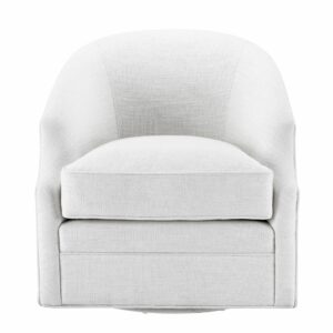 Designer Occasional Chair Gustav by Eichholtz with a swivel base in avalon white fabric with piping