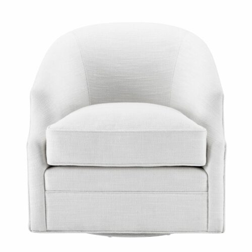 Designer Occasional Chair Gustav by Eichholtz with a swivel base in avalon white fabric with piping