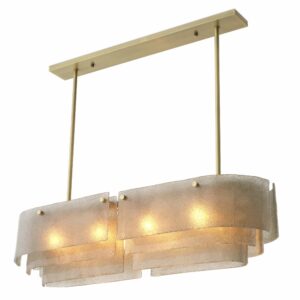 Eight light fitting with light brushed brass finish and layered shades of hand blown glass Chandelier Joy of Light by Eichholtz