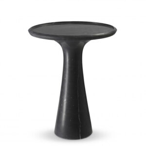 Designer Side Table Pompano Low by Eichholtz in honed black marble or honed carrera marble finish with raised table-top.
