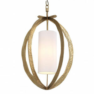Hammered bronze highlight or hammered vintage brass finish frame with white tubular shade Luciano Chandelier by Eichholtz