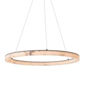 Elegant lighting fixture alabaster circular ring bronze highlight finish Chandelier Sankt Gallen L by Eichholtz