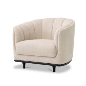 Occasional Designer Chair Agostino by Eichholtz available in nuoro beige with black base or pavilion sea green with black base