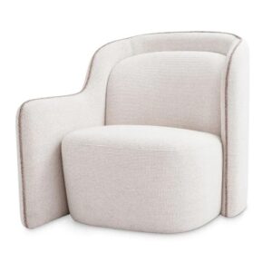 Designer Occasional Chair Barrier available in left and right by Eichholtz in lyssa off-white upholstery and lyssa sand pipping