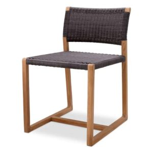 Outdoor Dining Chair Griffin by Eichholtz in natural teak with natural or black weave