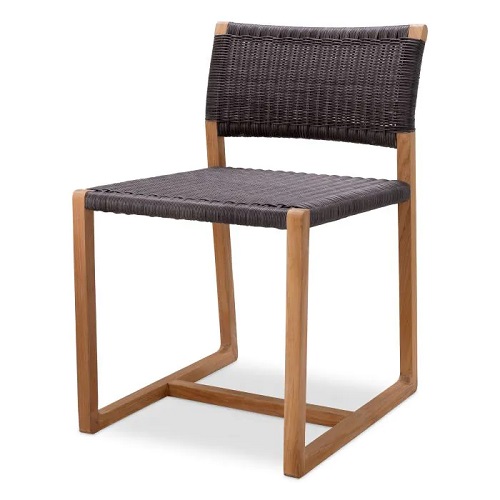 Outdoor Dining Chair Griffin by Eichholtz in natural teak with natural or black weave