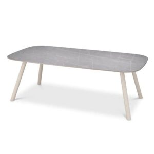 Outdoor Dining Table Nassau S by Eichholtz in sand finish with light grey ceramic table top look