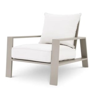 Outdoor Chair Belle Vue by Eichholtz in sand finish and sunbrella canvas outdoor cushion set