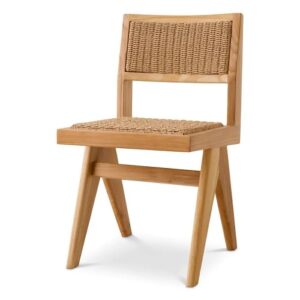 Outdoor Dining Chair Niclas by Eichholtz in natural teak with natural teak weave