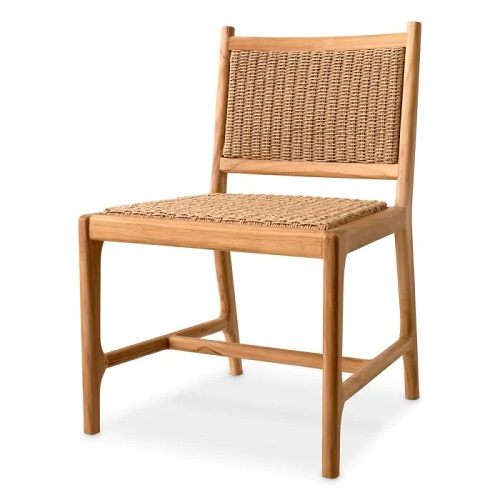Outdoor Dining Chair Pivetti by Eichholtz in natural teak with natural weave