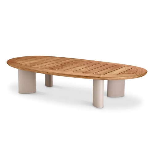 Outdoor Coffee Table Free Form by Eichholtz with a natural teak top with sand finish legs