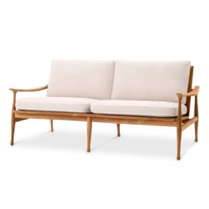 Outdoor Sofa Manzo by Eichholtz in natural teak and flores off-white cushion set